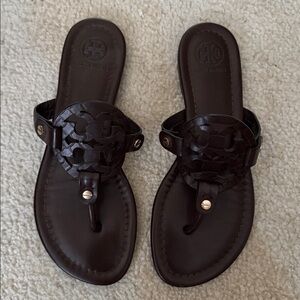 Tory Burch Miller Dark Brown Leather Sandals